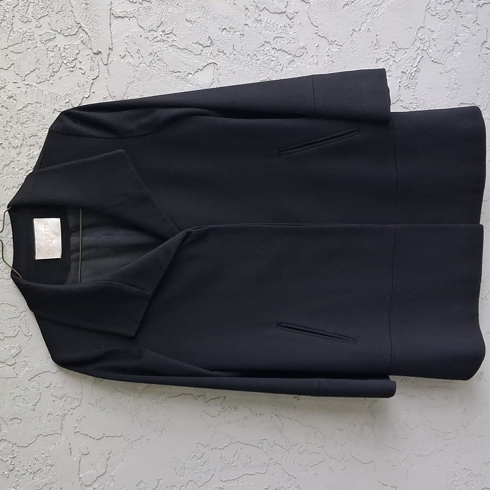 FLEURETTE Black Tailored Trench Coat with Notched Lapels